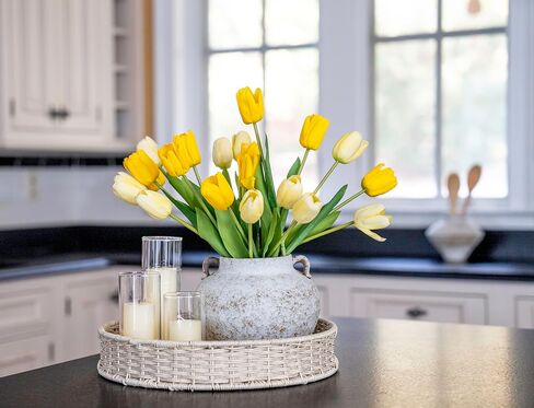 مزهرية من السيراميك البيضاء المصنوعة يدويًا ، مزهرية من الفخار المزخرفة مع أذنين للقطاعات المركزية ، المطبخ ، غرفة المعيشة ، هدايا ديكور غرفة النوم (بيج أبيض*، قصير) in Kuwait