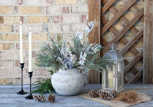 مزهرية من السيراميك البيضاء المصنوعة يدويًا ، مزهرية من الفخار المزخرفة مع أذنين للقطاعات المركزية ، المطبخ ، غرفة المعيشة ، هدايا ديكور غرفة النوم (بيج أبيض*، قصير) in Kuwait