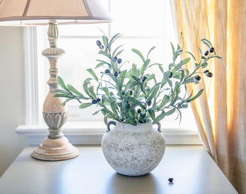 مزهرية من السيراميك البيضاء المصنوعة يدويًا ، مزهرية من الفخار المزخرفة مع أذنين للقطاعات المركزية ، المطبخ ، غرفة المعيشة ، هدايا ديكور غرفة النوم (بيج أبيض*، قصير) in Kuwait