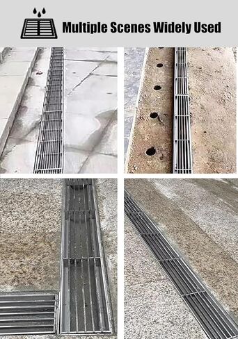 304 Stainless Steel Heavy Duty Bar Grating for Garden Drainage, Metal Gutter Grate Plate, 39.4x11.8in Sewer Cover for Yard & Outdoor Use in Kuwait