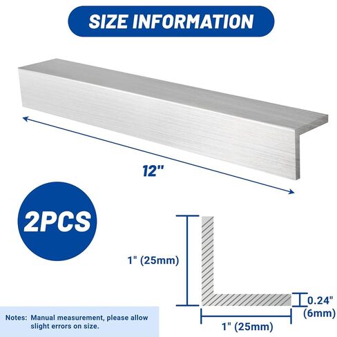 زاوية ألومنيوم 6061 T6511 مطحنة مخزون لمشاريع DIY بناء المباني الصناعية أكثر متانة ويمكن قصها لتناسب (1 بوصة × 1 بوصة × 1/4 بوصة قطعتان) in Kuwait