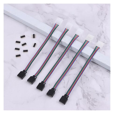 Fengpeng 5 قطعة 5050 LED RGB قطاع ضوء موصل 4 دبوس موصل للتحكم الطائر لحام كليب على ضفيرة محول الطاقة in Kuwait