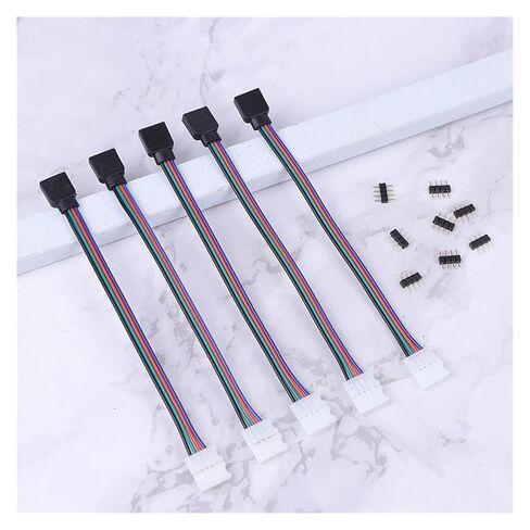 Fengpeng 5 قطعة 5050 LED RGB قطاع ضوء موصل 4 دبوس موصل للتحكم الطائر لحام كليب على ضفيرة محول الطاقة in Kuwait