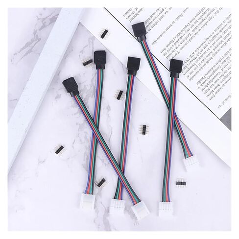 Fengpeng 5 قطعة 5050 LED RGB قطاع ضوء موصل 4 دبوس موصل للتحكم الطائر لحام كليب على ضفيرة محول الطاقة in Kuwait