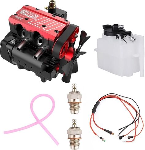 Model Engine Kit for Adults - L2 Mini Engine Build Kit That Runs on Gas, Twin Cylinder 4 Stroke Nitro Engine DIY Full Metal Car Engine Model Kit Educational Experiment, TOYAN FS L200AC (KIT) in Saudi Arabia