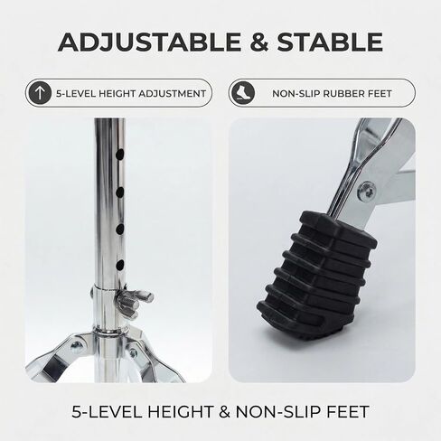 Drum Throne, Adjustable Height Drum Stool with Thick Padded Cushion, Lightweight Portable, for Drummers, Practice, Studio, Ideal for Beginners, novices, and Amateur Drummers in Kuwait