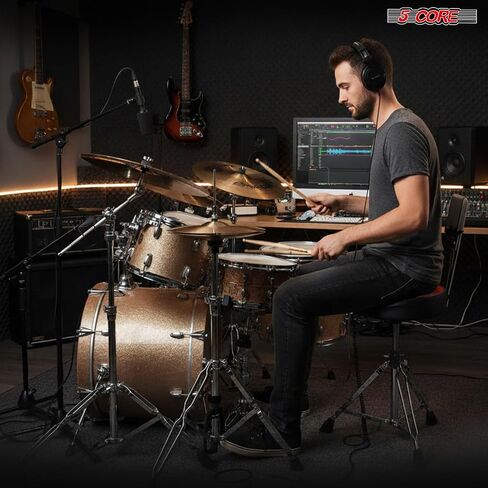 5 CORE Drum Throne مع مسند ظهر 4 بوصات مقعد مبطن دوار قابل للتعديل 26.5 بوصة كرسي طبول مع مقعد دراجة نارية مريح مخملي عالي التحمل بسعة 441 رطل للبالغين والأطفال - DS VEL Rest SWL (أحمر) in Saudi Arabia