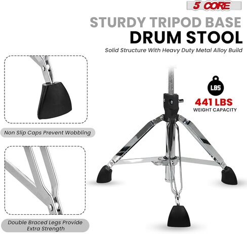 5 CORE Drum Throne مع مسند ظهر 4 بوصات مقعد مبطن دوار قابل للتعديل 26.5 بوصة كرسي طبول مع مقعد دراجة نارية مريح مخملي عالي التحمل بسعة 441 رطل للبالغين والأطفال - DS VEL Rest SWL (أحمر) in Saudi Arabia