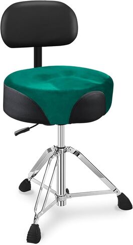 Pro Drum Stool with Backrest, Heavy Duty Hydraulic Drum Throne, Velvet-Covered Ergonomic Memory Foam Drum Seat, Adjustable Drum Chair Anti-Slip Base, Drum Saddle Bench (Orange W/Backrest) in Kuwait