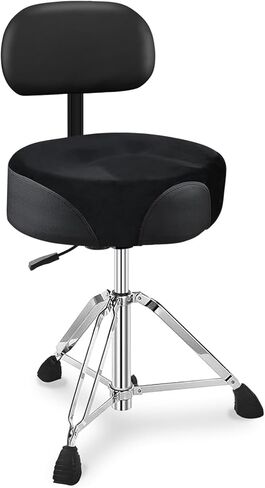 Pro Drum Stool with Backrest, Heavy Duty Hydraulic Drum Throne, Velvet-Covered Ergonomic Memory Foam Drum Seat, Adjustable Drum Chair Anti-Slip Base, Drum Saddle Bench (Orange W/Backrest) in Saudi Arabia