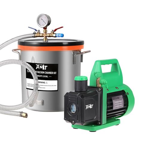 PB Motor Tech 5 Gallon Vacuum Chamber Kit with 4.5CFM Vacuum Pump and Tempered Glass Lid, Perfect for Wood Stabilization and Resin Casting, No Oil Included in Kuwait