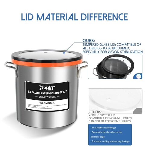 PB Motor Tech 5 Gallon Vacuum Chamber Kit with 4.5CFM Vacuum Pump and Tempered Glass Lid, Perfect for Wood Stabilization and Resin Casting, No Oil Included in Kuwait