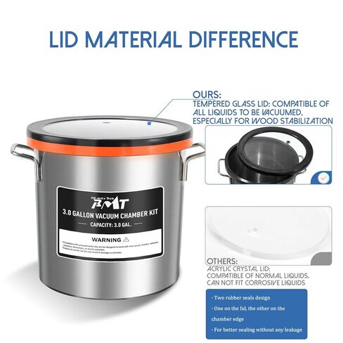 PB Motor Tech 3 Gallon Vacuum Chamber Kit with 4.5CFM Vacuum Pump and Tempered Glass Lid, Perfect for Wood Stabilization and Resin Casting, No Oil Included in Kuwait