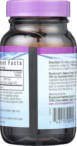 BlueBonnet Natural Omega-3 Vegetarian DHA Vegetarian Softgels, 200 mg, 60 Count ('743715009097) in Saudi Arabia