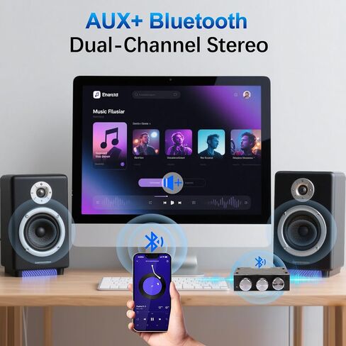 ZK-1002T Bluetooth 5.0 Amplifier Board,100W+100W 2.0 Channel HiFi Subwoofer Audio Amp Board with Treble and Bass Control, DC 12-24V, BT and AUX Inputs,Audio Amplifier Module for DIY Speakers in Kuwait