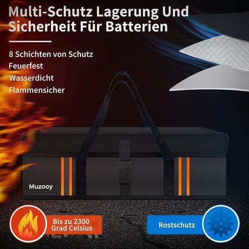 حقيبة بطارية Ebike، 8 طبقات، حماية من الحرائق، حقيبة بطارية مقاومة للحريق، مقاومة للماء، مقاومة للانفجار، حافظة واقية لبطارية Ebike، أسود أحمر، L، مفيدة in Kuwait