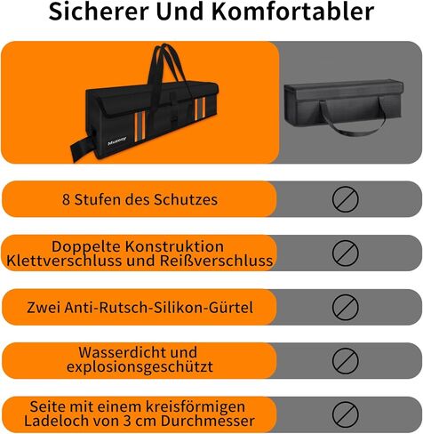 حقيبة بطارية Ebike، 8 طبقات، حماية من الحرائق، حقيبة بطارية مقاومة للحريق، مقاومة للماء، مقاومة للانفجار، حافظة واقية لبطارية Ebike، أسود أحمر، L، مفيدة in Kuwait