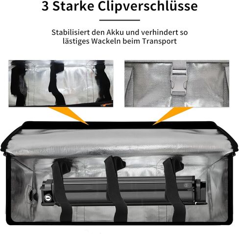 Ebike Battery Bag, 8 Layers, Fire Protection, Fireproof Battery Bag, Waterproof, Explosion-Proof, Ebike Battery Protective Case, black red, L, Useful in Saudi Arabia