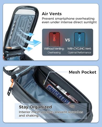 Bike Phone Front Frame Bag, Water-Resistant Bicycle Top Tube Bag, Sensitive Touch Screen Bike Phone Mount Holder for Road Mountain E-bike, Cycling Pouch, Bike Accessories for Phones in Kuwait