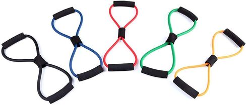 Premium Latex 8 Shaped Band with Non-Slip Foam Handles Elastic Exercise for Yoga Chest Stretch Fitness Training Physical Therapy Daily Workout in Kuwait