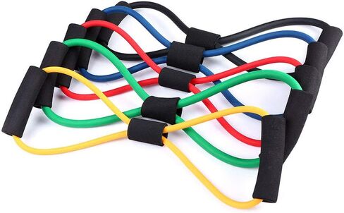 Premium Latex 8 Shaped Band with Non-Slip Foam Handles Elastic Exercise for Yoga Chest Stretch Fitness Training Physical Therapy Daily Workout in Kuwait