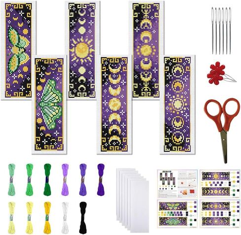 FreeBloss 6 Set Cross Stitch Lockmark Kit Stamped Cross Stitch Kit Western Dragon Set مع تعليمات للبالغين 8'x2.4 '' in Kuwait