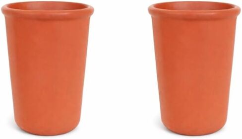 Terracotta Mud Designer Farkenware Clay Glass/Tumbler التقليدية (250-300 مل) لـ Microwave Safe | ريفي وفني ومستدام لمياه الشرب والشاي والحليب واللاسي (حزمة 1) in Kuwait