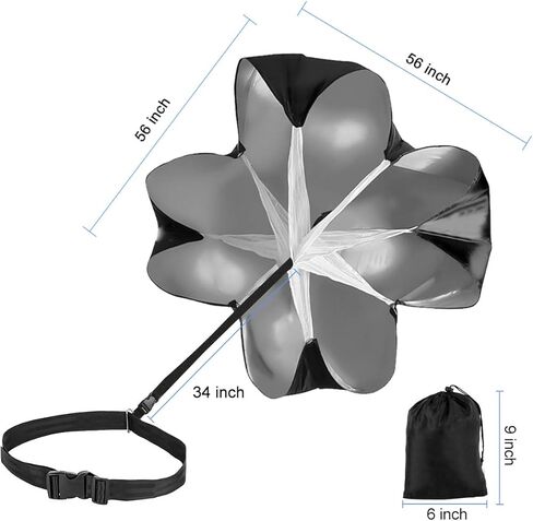 Running Parachute Speed Chute 56 Inch Dual Speed Drills Resistance Parachute for Speed Training, Track, Football, Basketball – Boost Acceleration, Strength & Stamina in Kuwait