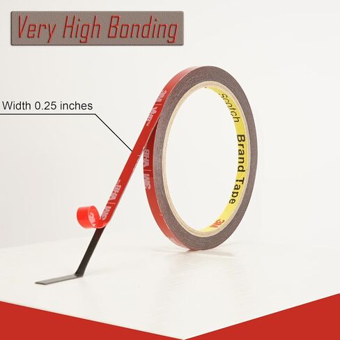شريط تثبيت مزدوج الجوانب 3M عالي التحمل مصنوع من 3M 5925 Vhb 0.25 بوصة × 10 قدم شريط إسفنجي مقاوم للماء أسود شريط لاصق قوي لشريط عزل السيارات وديكور المنزل والمكتب in Kuwait