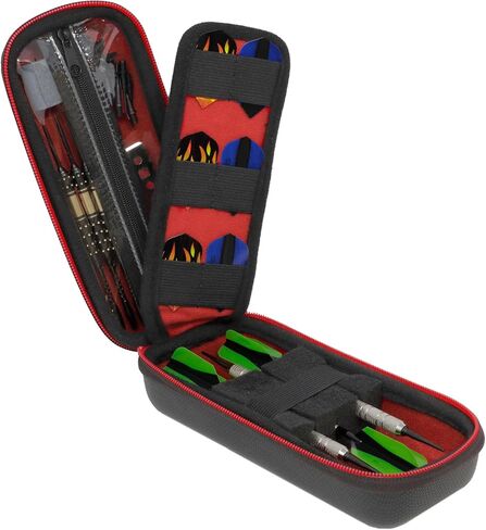 USA Gear Dart Case Holster - 3 Dart Case for Soft Tip Darts with Storage for Plastic Tips, 12 Flight Slots, Shafts & more Accessories - Locking Foam Design, Zippered Puncture Resistant Pocket (Black) in Saudi Arabia