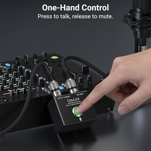 Cubilux MMX-2 XLR Push-to-Talk (PTT) Microphone Switch - 48V Phantom Power Pass-Through | LED Indicator | 1/4" ARRI Mount - Aluminum Momentary MIC On Switcher for Podcasting, Streaming in Saudi Arabia