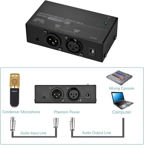 PS400 Phantom Power Universal Microphone Phantom Power Supply 12V/48V Ultra-Compact Condenser Input -110-240V Output -12V in Saudi Arabia