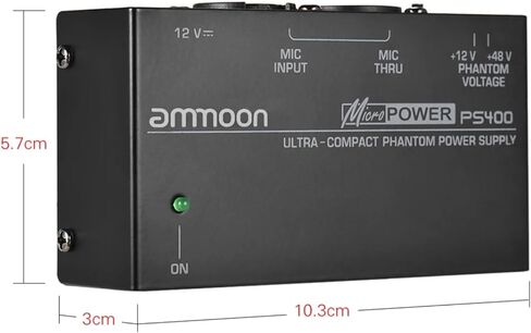 PS400 Phantom Power Universal Microphone Phantom Power Supply 12V/48V Ultra-Compact Condenser Input -110-240V Output -12V in Saudi Arabia