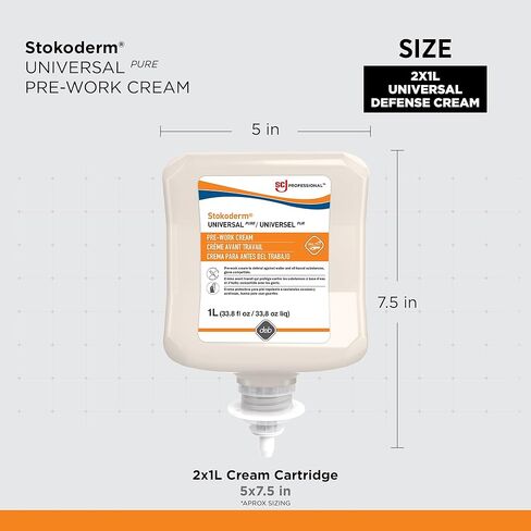 كريم SC Johnson Professional 1L Stokoderm Universal Pure Defense للاستخدام الاحترافي ضد الماء والمواد الزيتية، خرطوشة 1 لتر، عبوة من 6 × 1 لتر عبوات خرطوشة للموزع اليدوي in Saudi Arabia