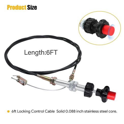 VCGTX06 6FT Heavy Duty Vernier Locking Throttle Cable Compatible with Household, Industrial and Commercial PTO and Dump Applications, with Detachable Cable Head in Kuwait