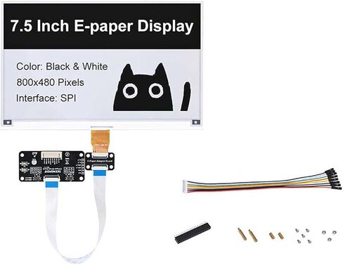 قبعة عرض ورق إلكتروني مقاس 7.5 بوصة لـ Raspberry Pi، شاشة حبر إلكتروني أحادية اللون مقاس 800 × 480 مع واجهة SPI، متوافقة مع Arduino، STM32، ESP32 - تحديث جزئي وكامل in Kuwait