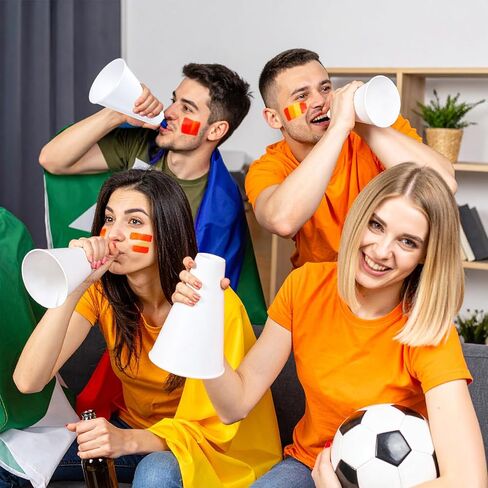 مجموعة من 6 مكبرات صوت للتشجيع، مكبر صوت بلاستيكي أبيض للمناسبات الرياضية ومفضلات الحفلات، مكبرات صوت صغيرة قابلة لإعادة الاستخدام للتشجيع والألعاب والأنشطة الخارجية in Saudi Arabia