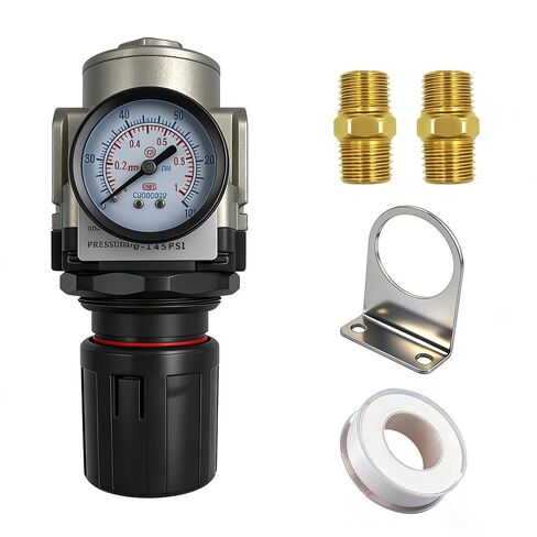 HengMinLingTong AR3000-03 Air Compressor Pressure Regulator with Bracket and Pressure Gauge 3/8-inch NPT Female Thread Connection 0-150 PSI Adjustable Equipped with 3/8-inch NPT Threaded Fittings in Kuwait