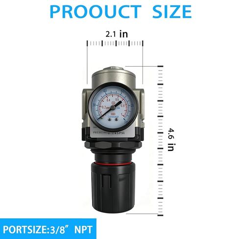 HengMinLingTong AR3000-03 Air Compressor Pressure Regulator with Bracket and Pressure Gauge 3/8-inch NPT Female Thread Connection 0-150 PSI Adjustable Equipped with 3/8-inch NPT Threaded Fittings in Kuwait