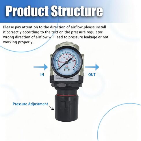 HengMinLingTong AR3000-03 Air Compressor Pressure Regulator with Bracket and Pressure Gauge 3/8-inch NPT Female Thread Connection 0-150 PSI Adjustable Equipped with 3/8-inch NPT Threaded Fittings in Kuwait