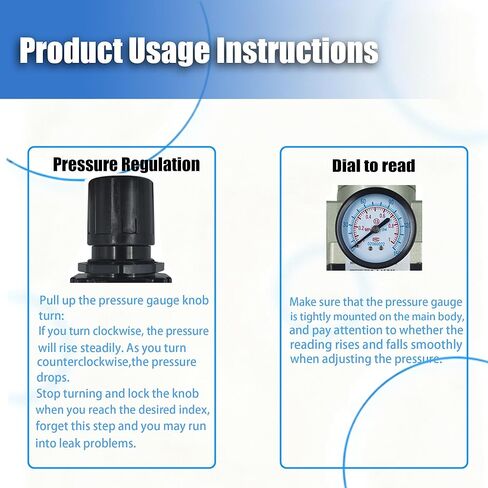 HengMinLingTong AR3000-03 Air Compressor Pressure Regulator with Bracket and Pressure Gauge 3/8-inch NPT Female Thread Connection 0-150 PSI Adjustable Equipped with 3/8-inch NPT Threaded Fittings in Kuwait