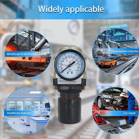 HengMinLingTong AR3000-03 Air Compressor Pressure Regulator with Bracket and Pressure Gauge 3/8-inch NPT Female Thread Connection 0-150 PSI Adjustable Equipped with 3/8-inch NPT Threaded Fittings in Kuwait