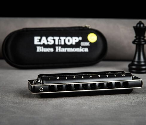 EAST TOP T008K 2.0 تحديث مفتاح هارمونيكا C، جهاز فم دياتوني ذو 10 فتحات مع حافظة بسحاب، هارمونيكا قياسية فاخرة لجميع المستويات والمهنيين والمبتدئين والطلاب، كهدية in Kuwait
