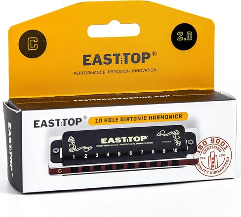 EAST TOP T008K 2.0 تحديث مفتاح هارمونيكا C، جهاز فم دياتوني ذو 10 فتحات مع حافظة بسحاب، هارمونيكا قياسية فاخرة لجميع المستويات والمهنيين والمبتدئين والطلاب، كهدية in Kuwait