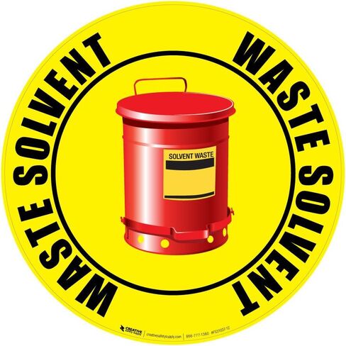 Waste Solvent Can - Floor Sign 12" x 12" - Permanent in Kuwait