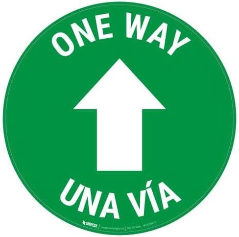 One Way - Arrow - Green - Bilingual Spanish - Floor Sign 20" x 20" - Permanent in Kuwait