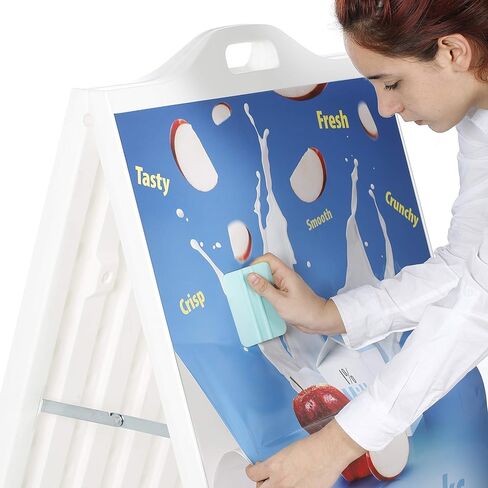 M&T Displays Street SignPro Board, White 24x36 Inch Weatherproof Sandwich Board A-Frame Sidewalk Curb Sign Holder Folding Portable Double Sided Advertising Display for Restaurant Cafe in Saudi Arabia