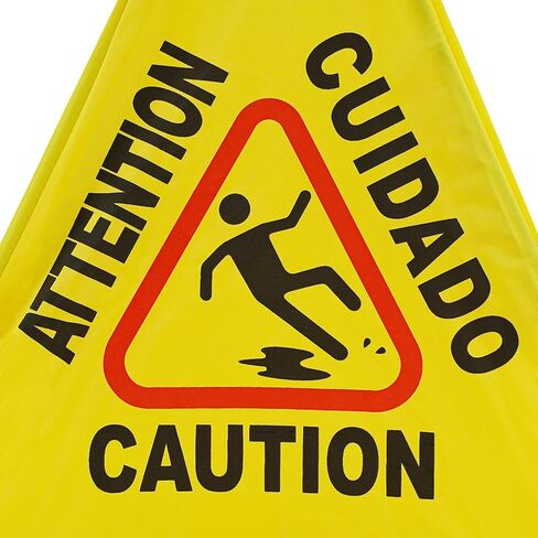 8 PCS Pop up Wet Floor Sign with Storage Tube, 20 Inch Wet Safety Warning Caution Cone Yellow Warning Sign for Commercial Stores Grocery Office Use,with Umbrella Frame in Saudi Arabia