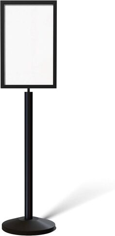 Crowd Control Warehouse Pedestal Standing Floor Sign Frame with Sloped Base, 8.5x11 Inch Vertical, Polished Stainless Steel in Saudi Arabia