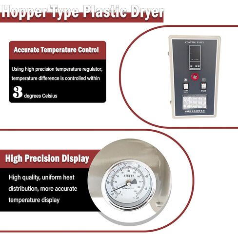 100kg Hopper Type Plastic Dryer 5000W Stainles Steel Hot Air Drying for PP PET Plastic Raw Material 220V in Kuwait